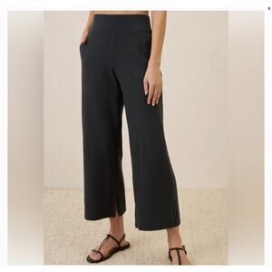 PACT L 100% organic cotton Charcoal airplane heathercropped wide leg pants